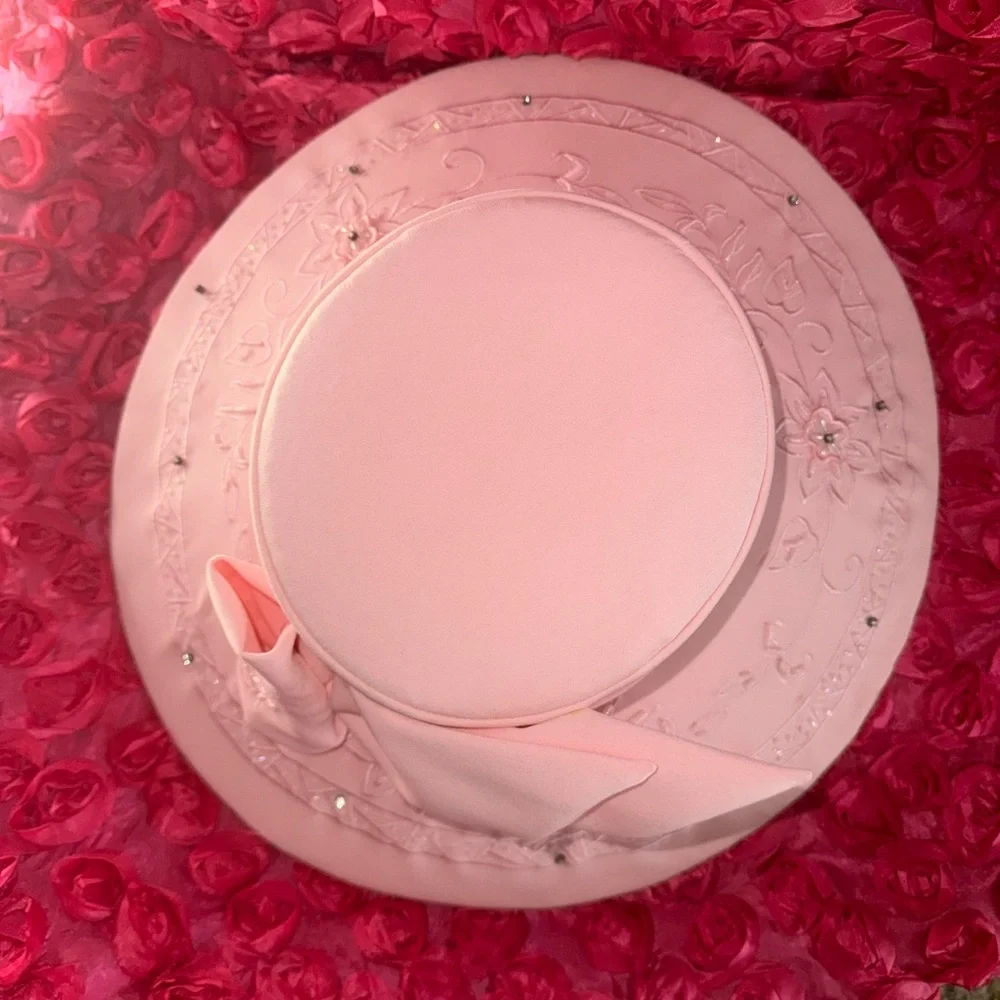 Elegant Pink Women's Hat Vintage Tea By Studio B - Picture 5 of 9